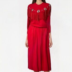 Cameo Rose Rare Vintage Silver Tone Poncho Studded Dolly Fringed Western Dress